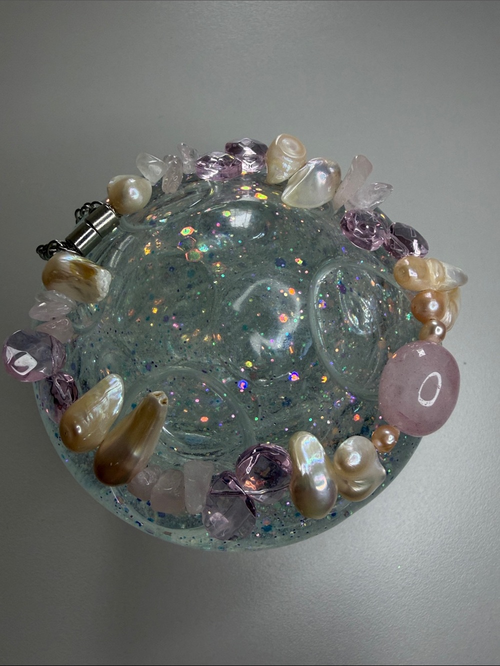 Handcrafted Pink & Pearl Beaded Bracelet